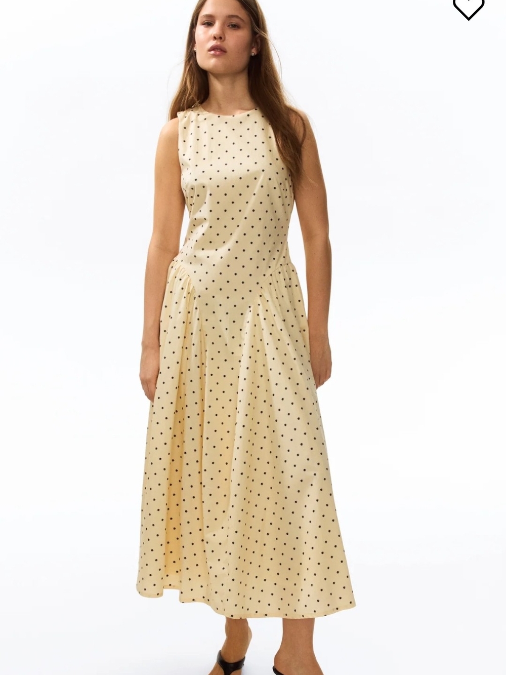H&M Cream Maxi Dress with Black Polka Dots